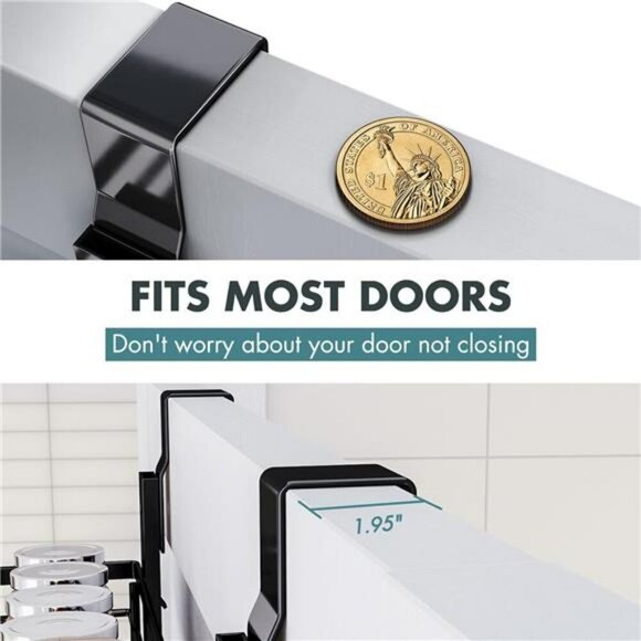 Over The Door Pantry Organizer 9 Tier Adjustable Metal Spice Rack Storage - Picture 4 of 7